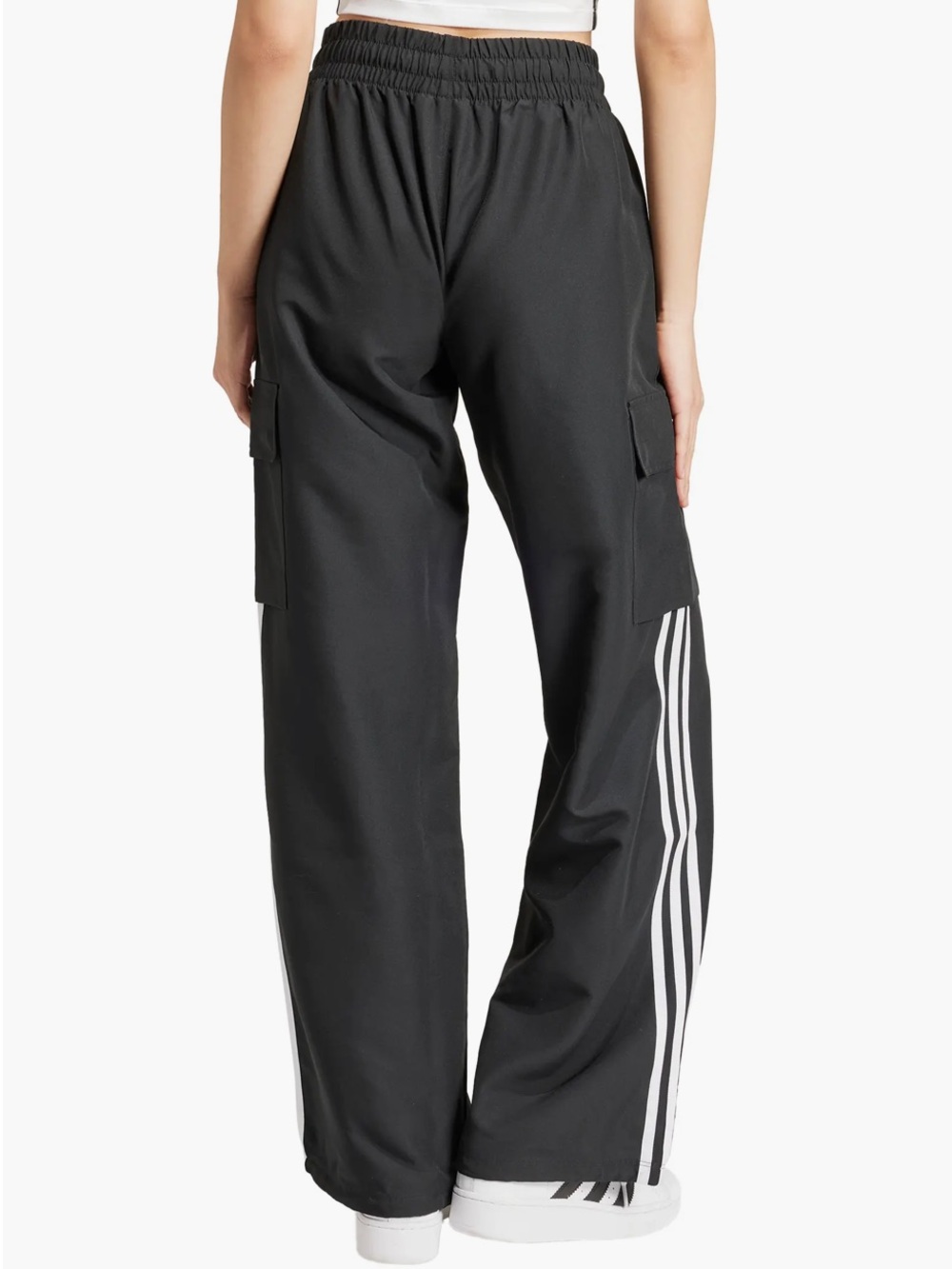 NWT adidas Black Cargo Sweatpants with White Three Stripes - Picture 2 of 8